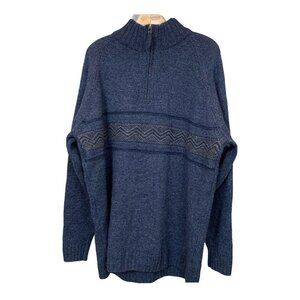 EWM Pure Classics Mens  1/2 zip Sweater Lambswool Blue size Extra large